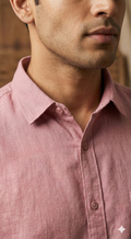 Mauve Heritage Linen Blend Shirt [ Full Sleeve ]