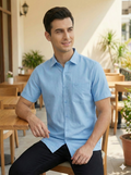 Sky Blue Half Sleeve Signature Half Sleeve Linen Blend
