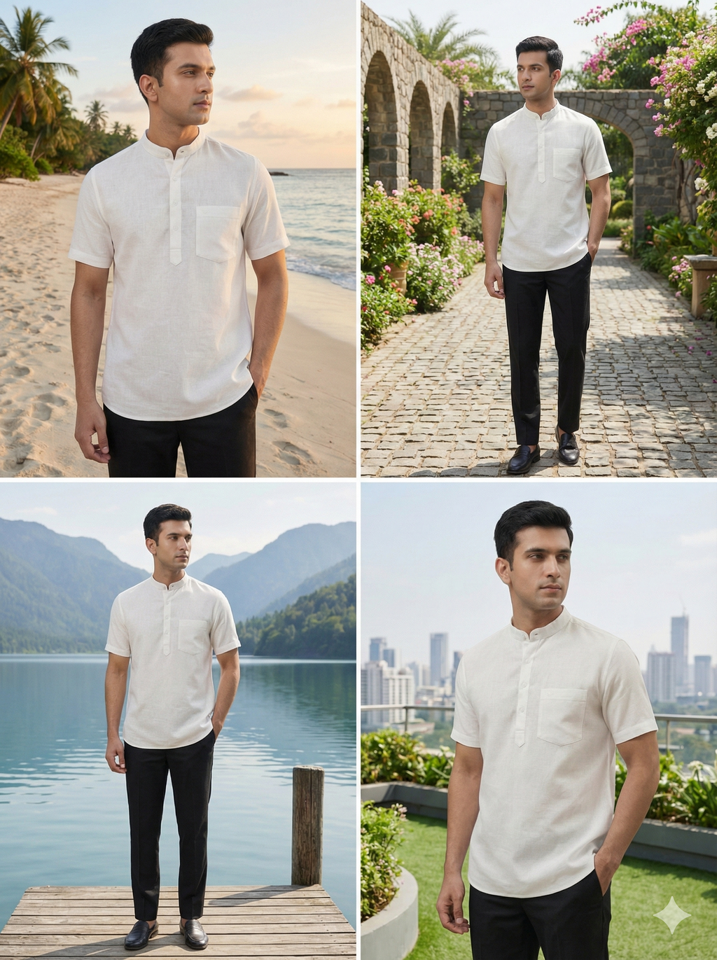 Classic Mandarin - collar Pure Linen Kurta [ 60 LEA ]