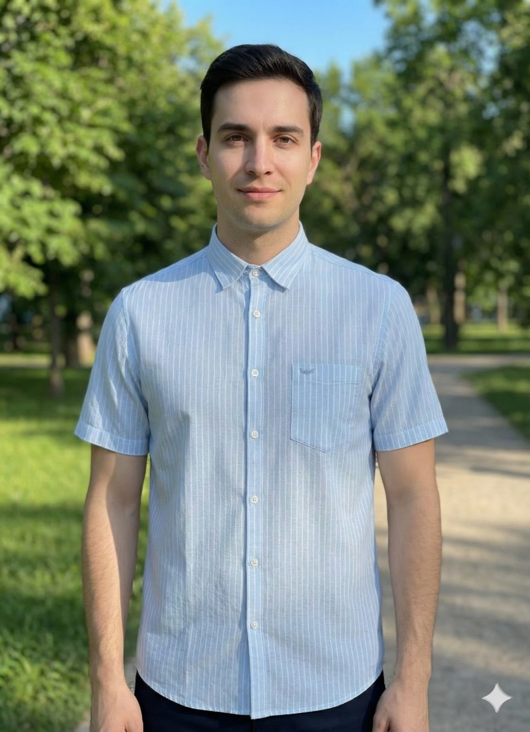 The Azure Sky Linen Stripe Shirt