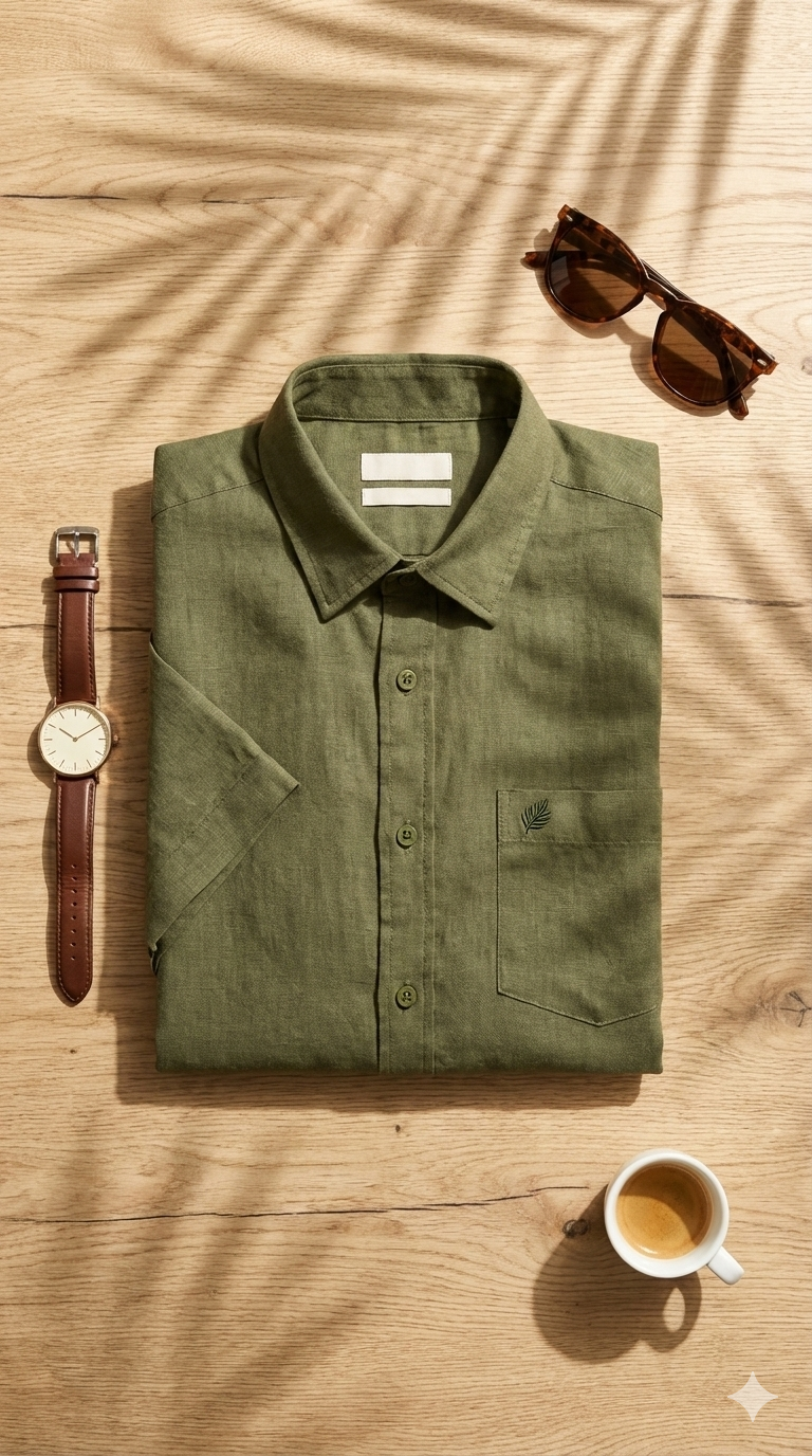 The Olive Heritage Linen Blend Shirt