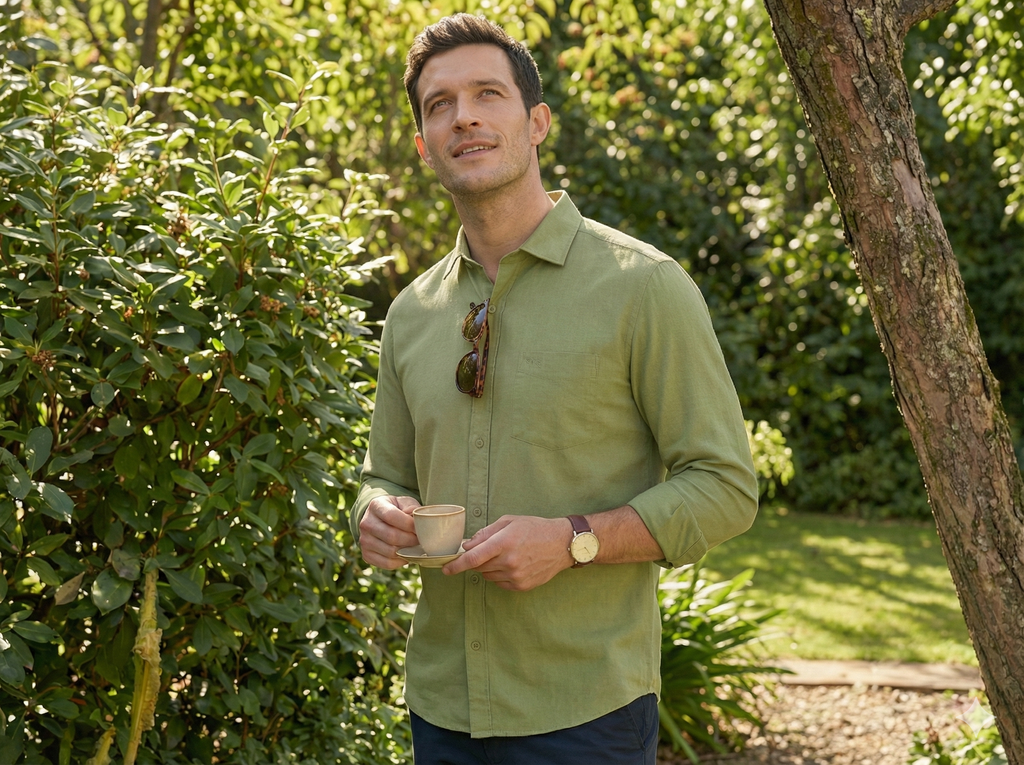 The Olive Heritage Linen Blend Shirt