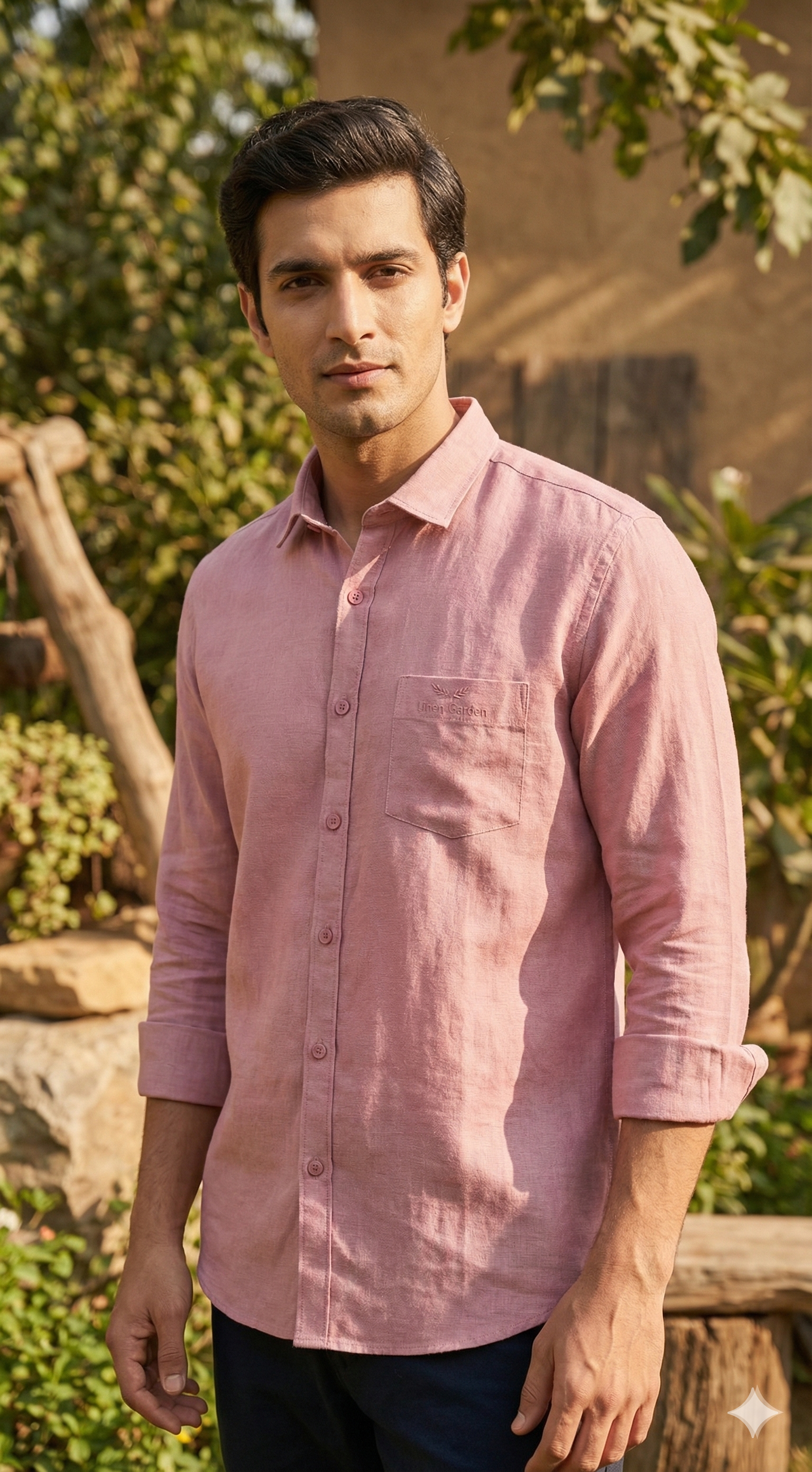 Mauve Heritage Linen Blend Shirt [ Full Sleeve ]
